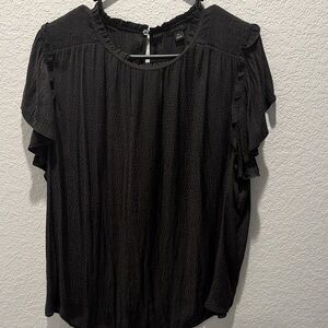 Ann Taylor Black Textured Blouse